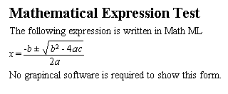 MathML対応ブラウザで表示すると、HTML文書の中に数式が組み込まれる