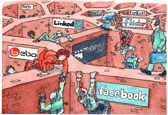 図4:TED2009で「ソーシャルネットの壁」をスライド上映して説明するバーナーズ＝リー