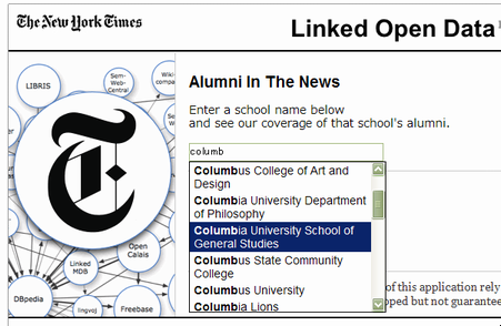 図12:NY Times IDを利用した大学卒業生の記事検索